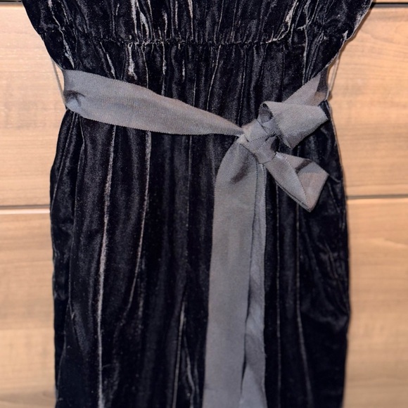 Ann Taylor Black Velvet Jumpsuit with Waist Tie - Picture 7 of 9